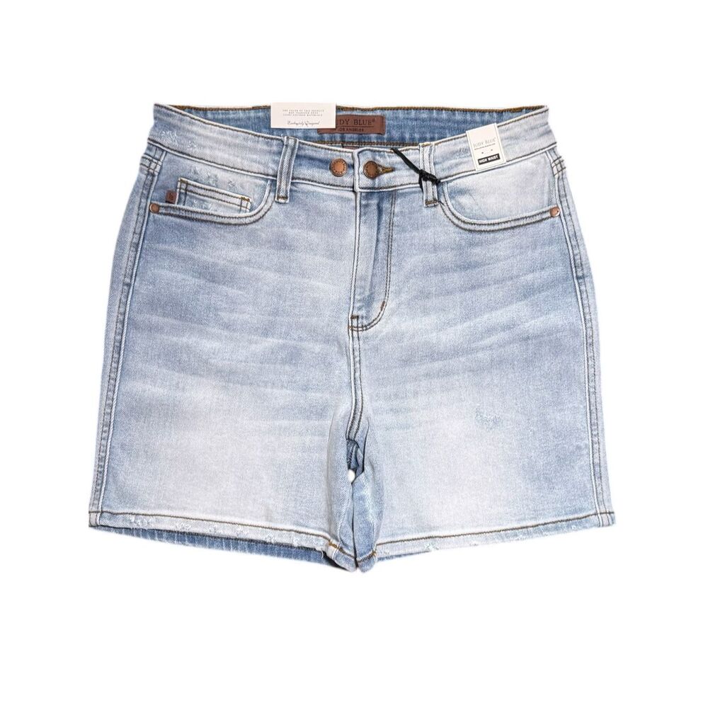 Judy Blue 2 Button High Rise Denim Shorts Light Wash Stretch Jean Shorts NWT - Picture 8 of 10